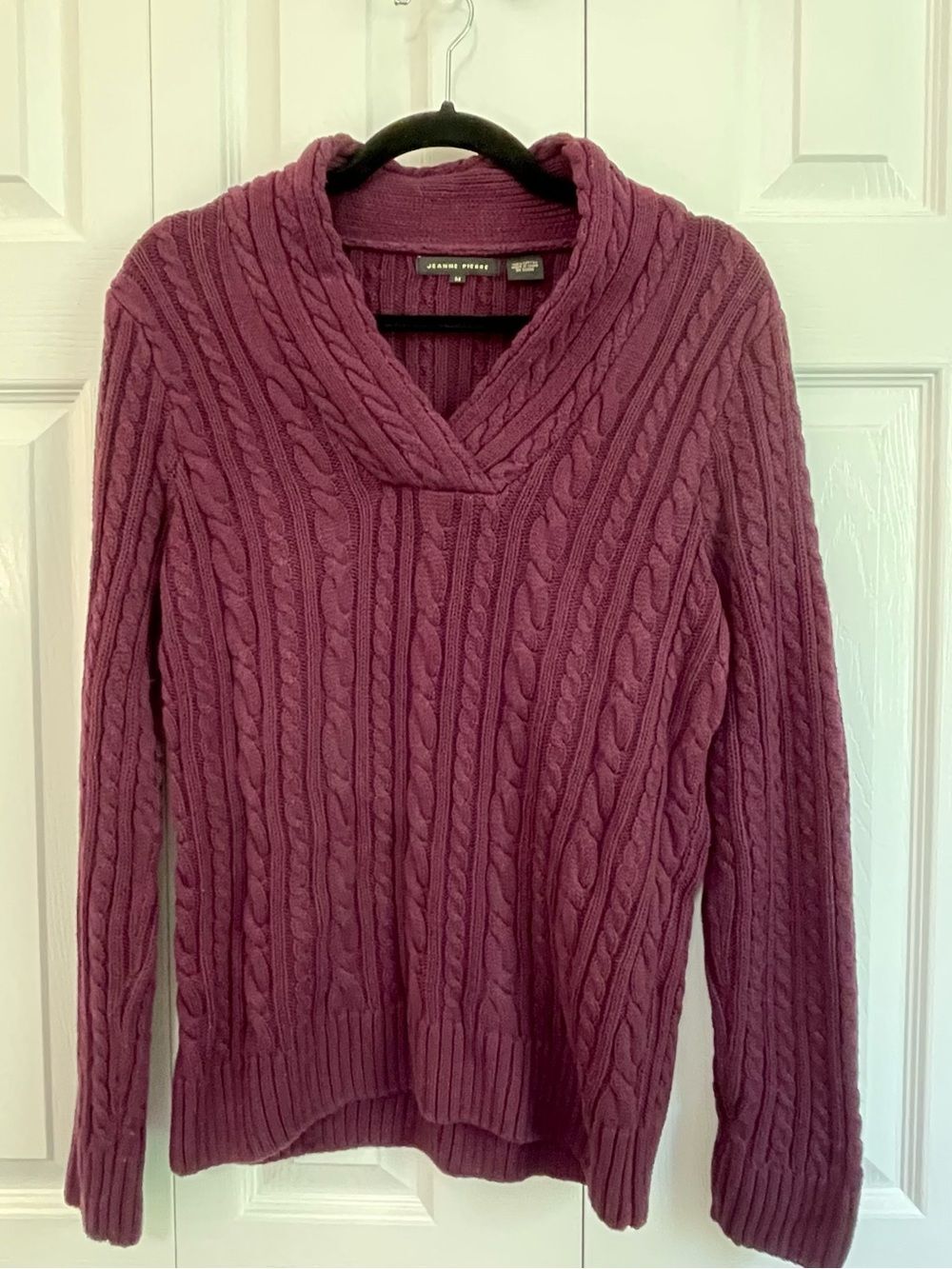 JEANNE PIERRE Plum Cable Cowl Neck Sweater